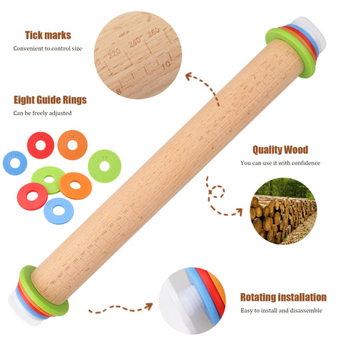 XINBADA rolling pin in use flattening pizza dough, produces even, repeatable thickness