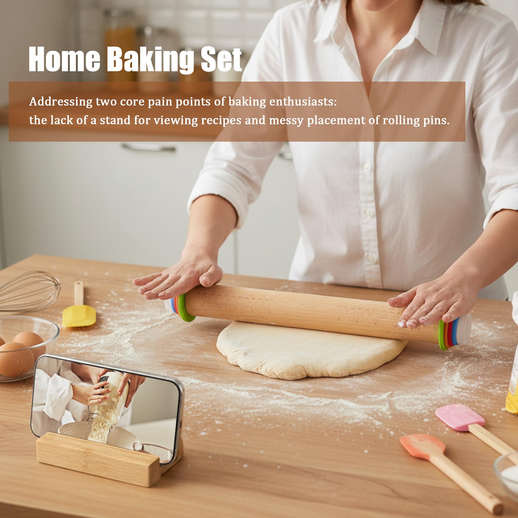 XINBADA rolling pin on kitchen counter with baking tools, ideal for home bakers