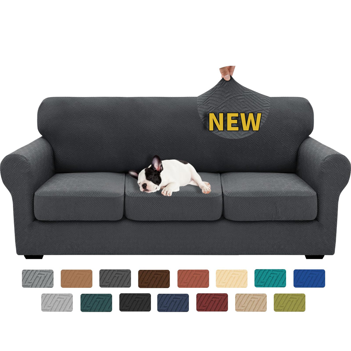 XINEAGE front view showing full sofa coverage and neat tailored appearance