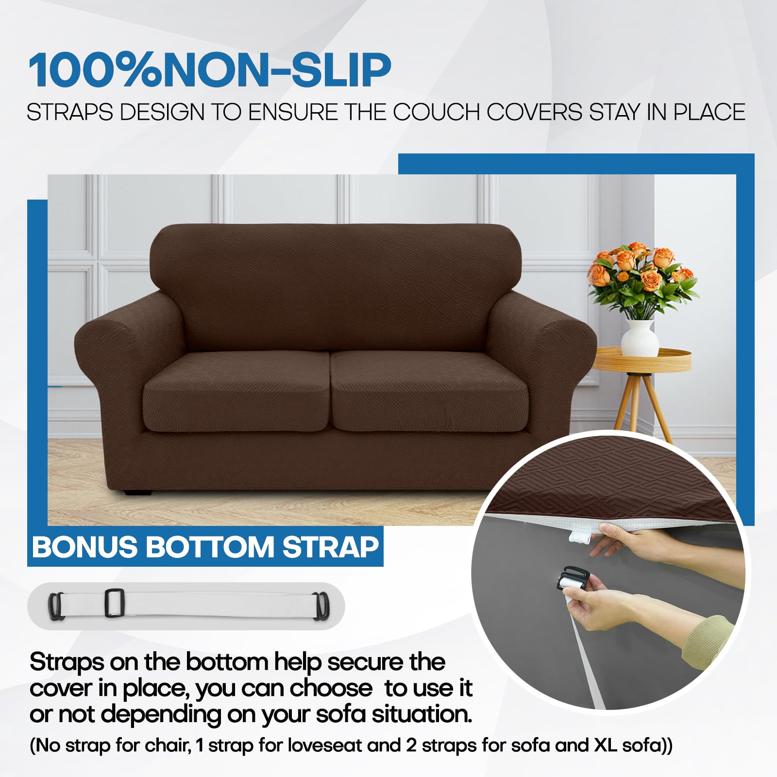 XINEAGE measuring tape on sofa showing proper sizing for correct fit