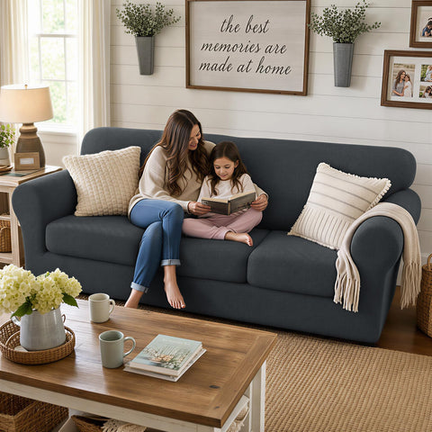XINEAGE covered sofa with dog sitting, protecting upholstery from hair