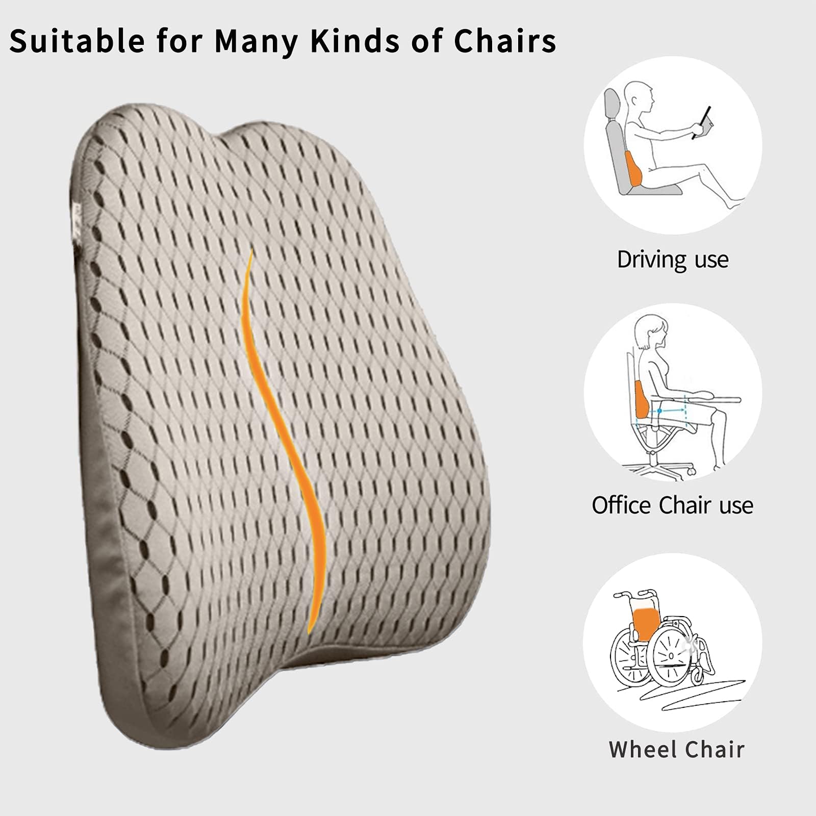 XINJUN memory foam cutaway showing dense foam that conforms to lumbar curve