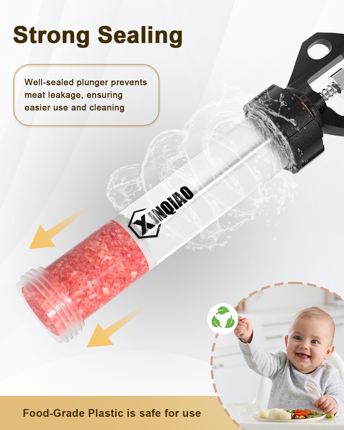 XINQIAO smooth plastic tube close-up highlighting easy cleaning and low sticking