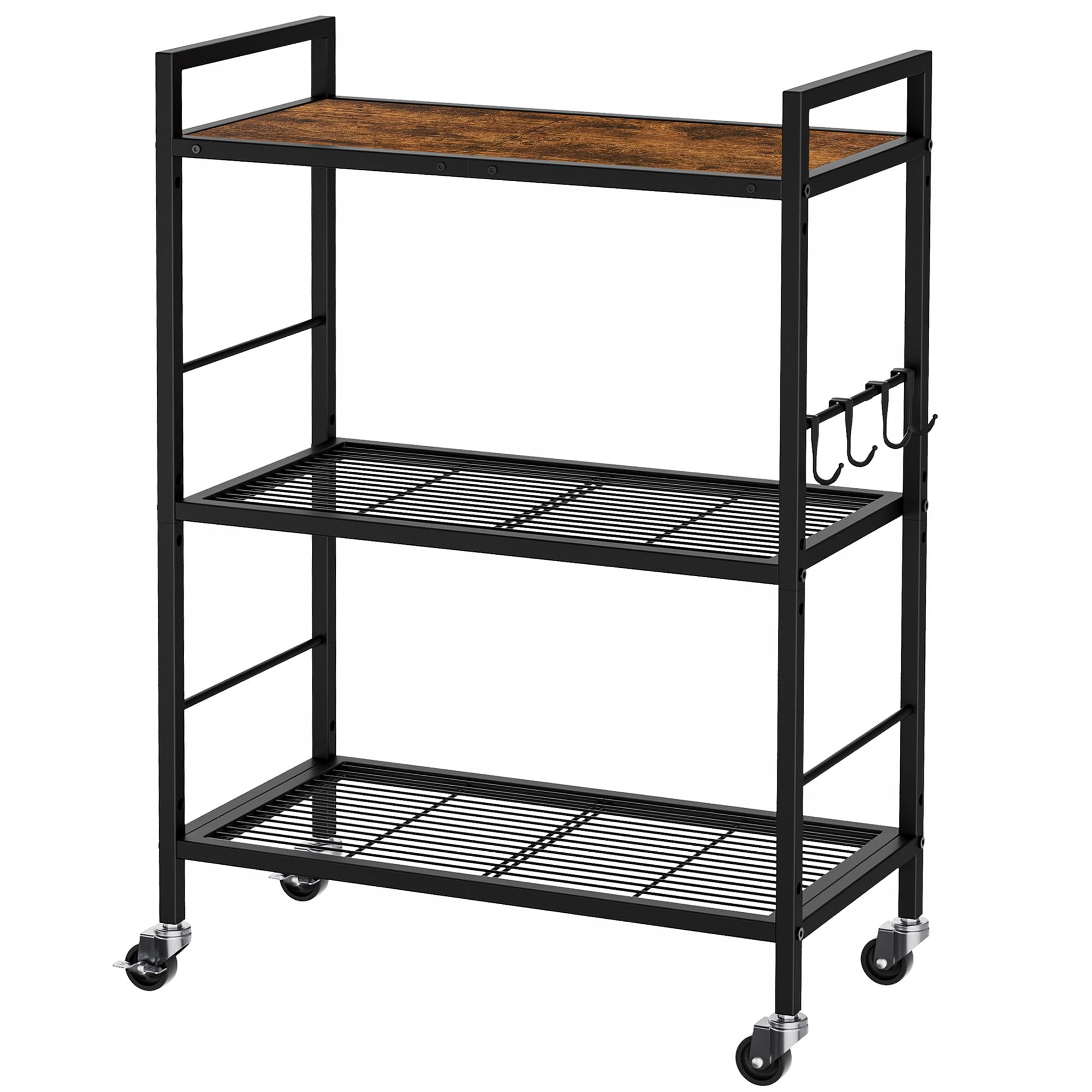 XIVIRACK front view showing full three-tier unit and tabletop for organized storage