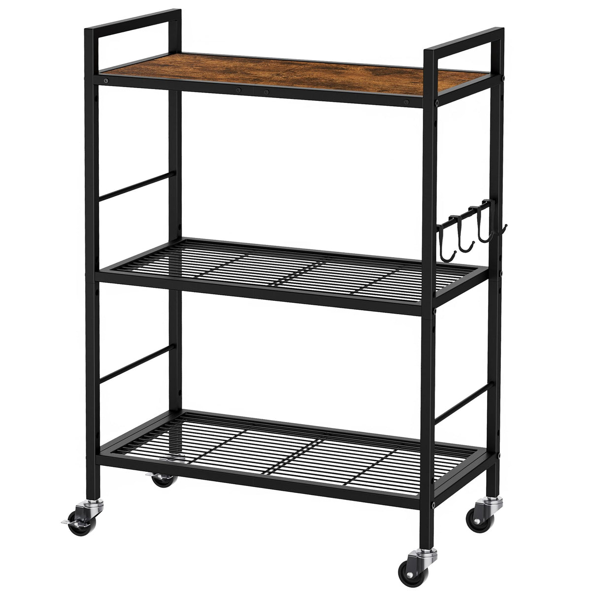 XIVIRACK front view showing full three-tier unit and tabletop for organized storage