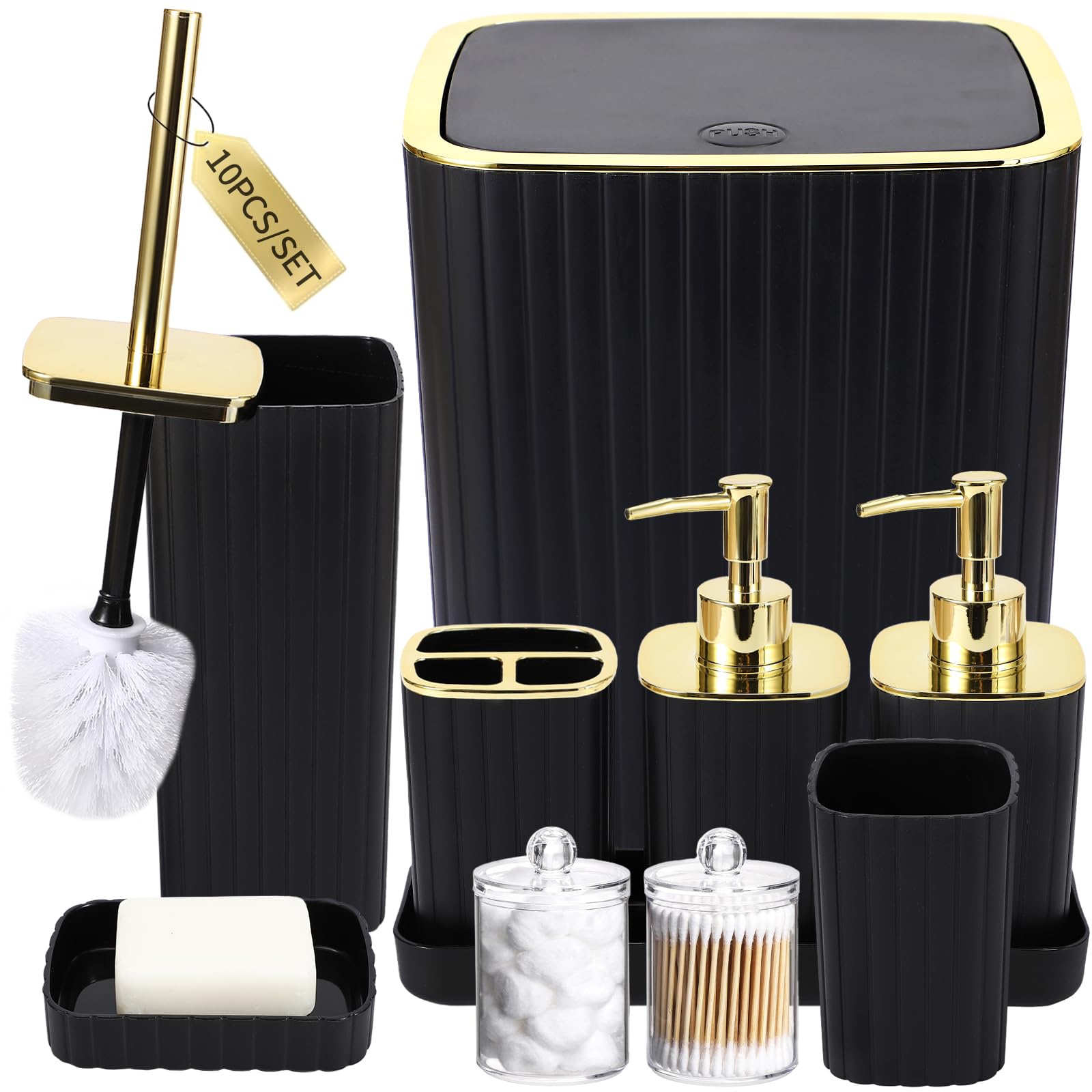 XLHOMO front view of full 10-piece black set, neat organization