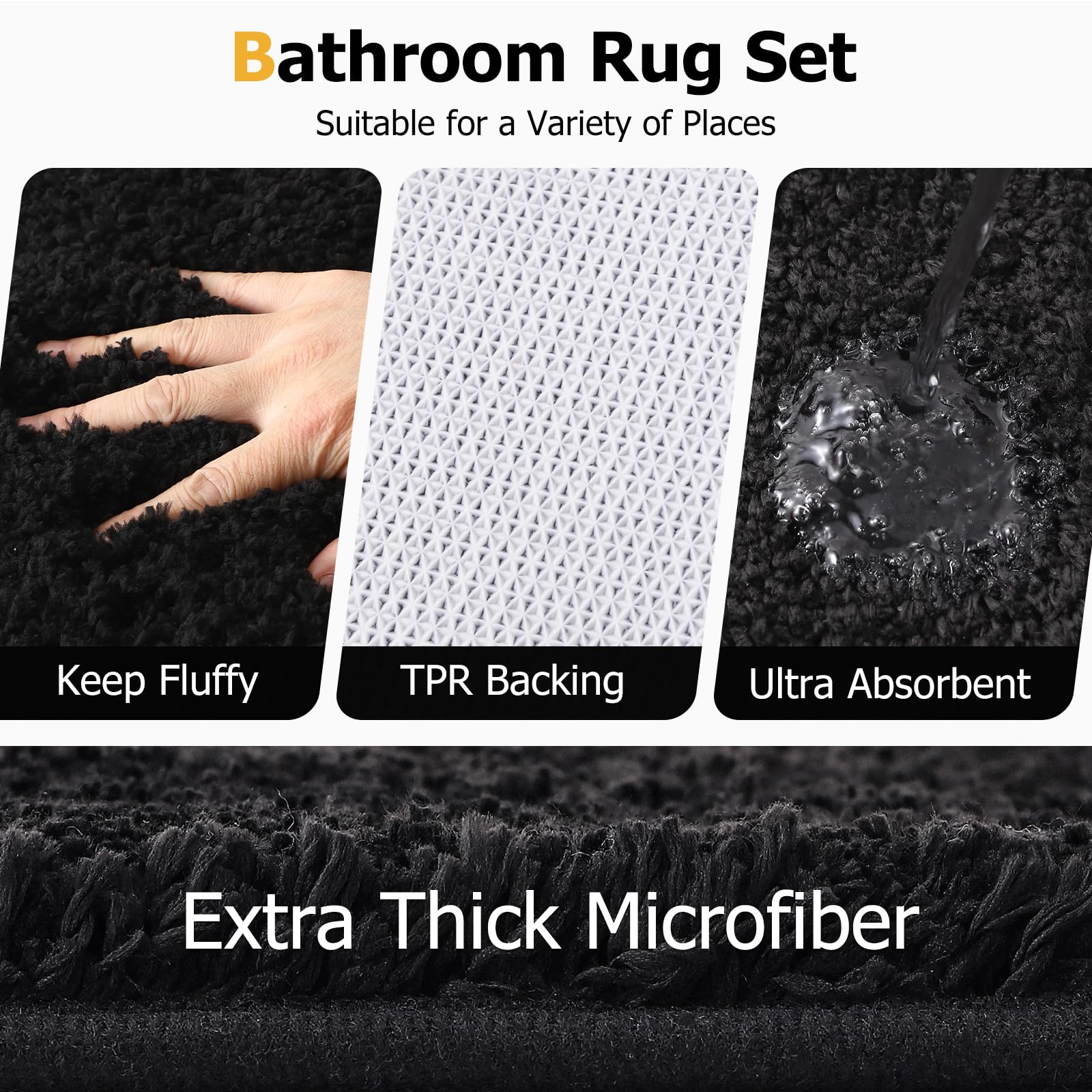 XLHOMO rug underside showing TPR non-slip backing for floor safety