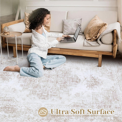 XLUEZ rug styled in living room adding warmth and coordinated decor