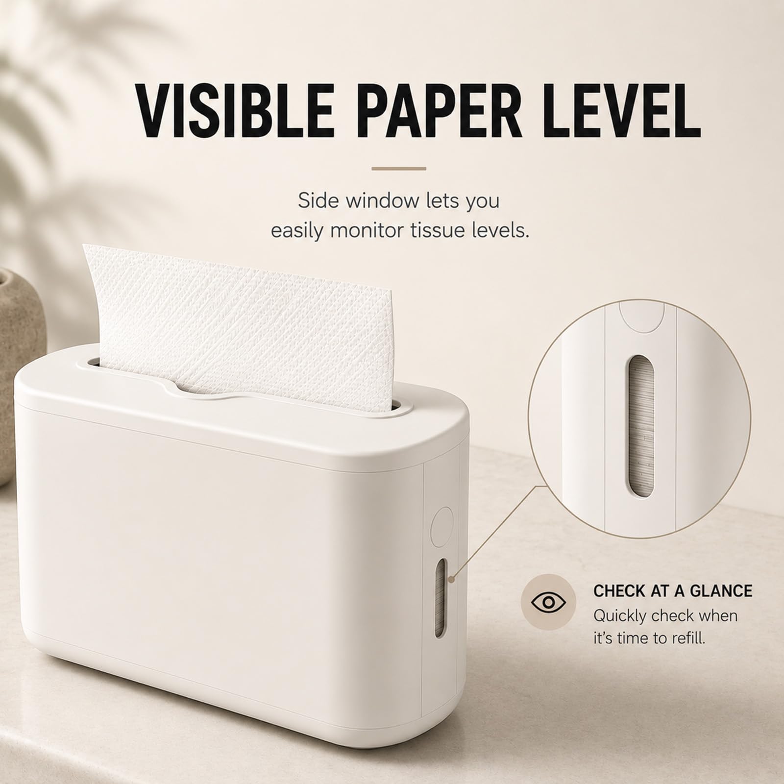 Xlxker side window refill indicator displaying towel level and refill timing
