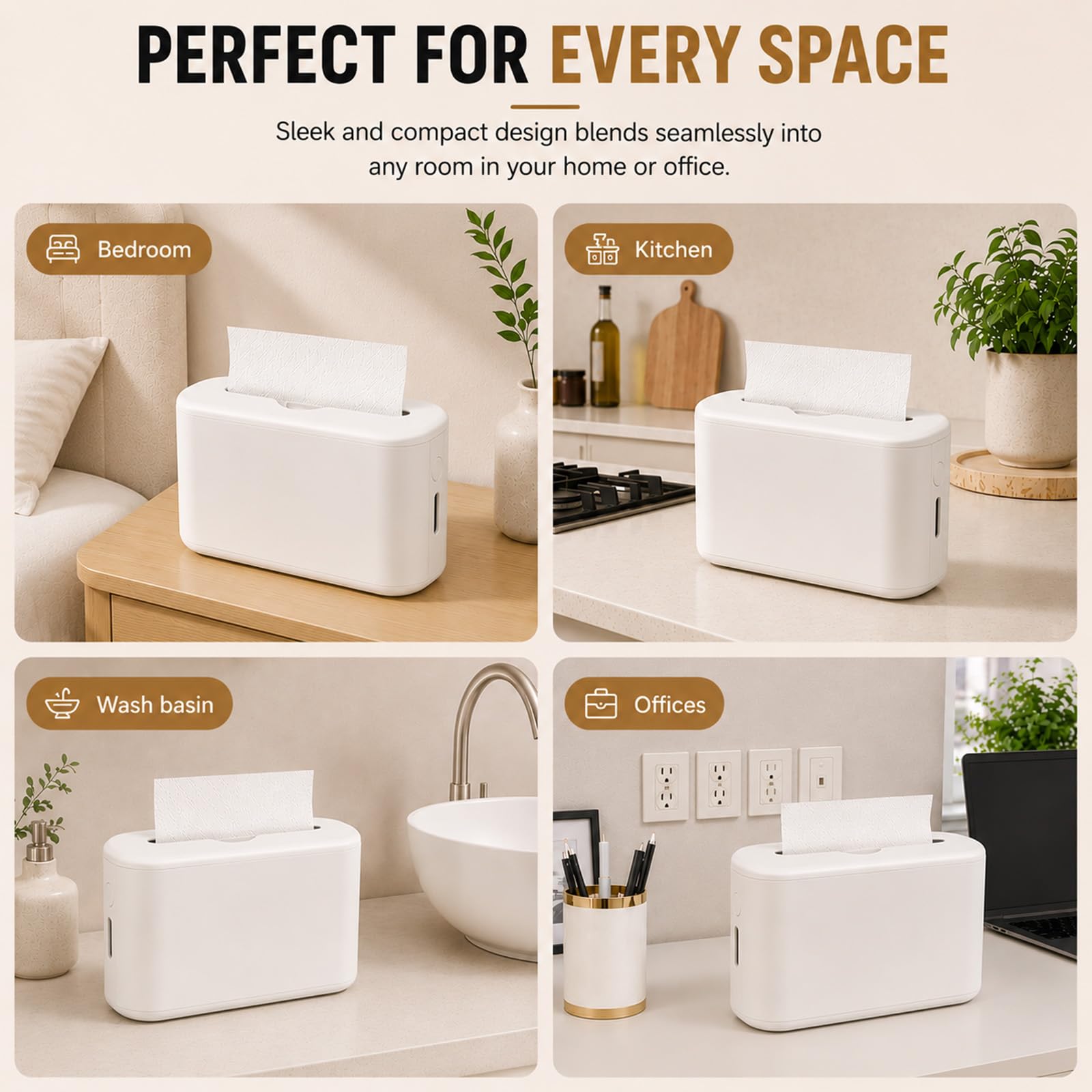 Xlxker size comparison with towel stack illustrating compact countertop fit