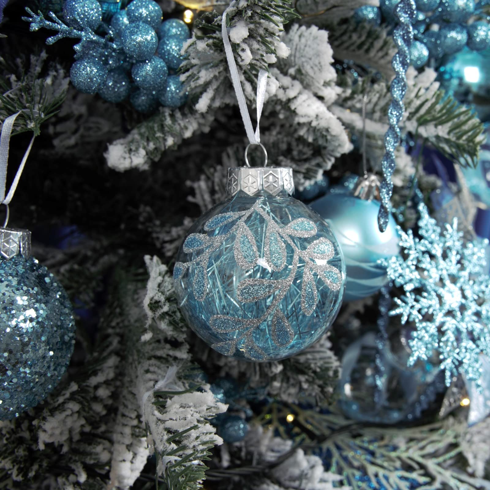 XmasExp clustered baubles suspended from ceiling creating a festive commercial display