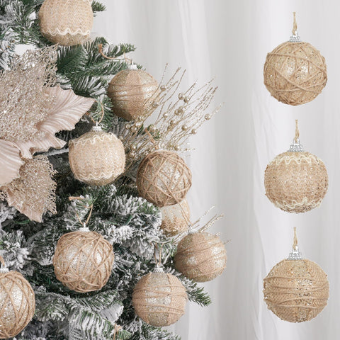 XmasExp front packaging showing 12-piece beige champagne set, easy styling