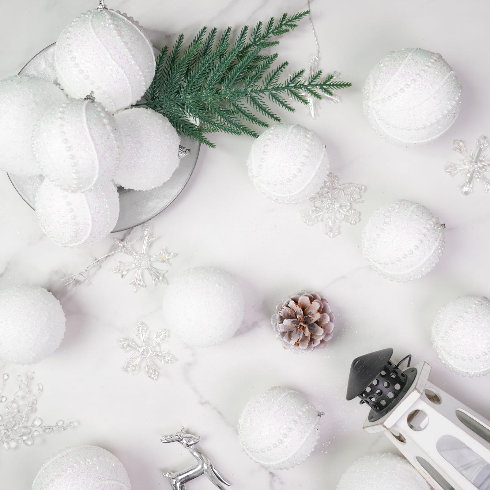 XmasExp ornaments hanging on tree adding cohesive shine and festive atmosphere