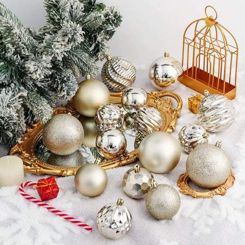 XmasExp ornaments hanging on tree delivering elegant reflective sparkle