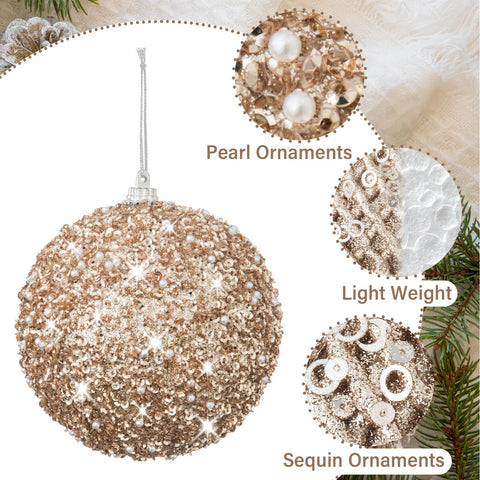 XmasExp ornament hanging on tree branch adding glitter and easy, safe decoration