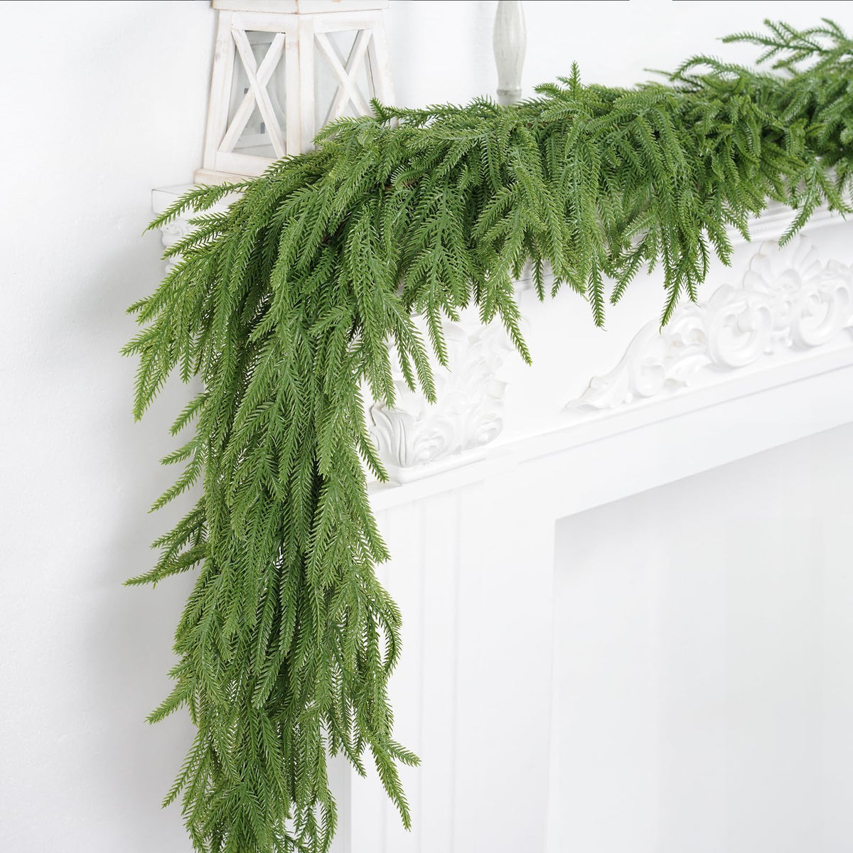 XmasExp front packaging showing garland length and style benefit of easy setup