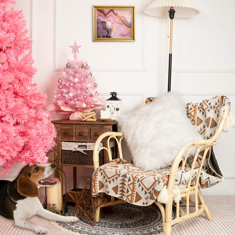 XmasExp tree beside books showing 20–23 inch scale for small spaces