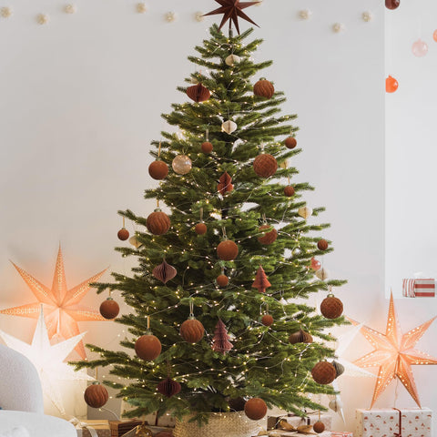 XmasExp table centerpiece with ornaments, enhances elegant holiday tablescape
