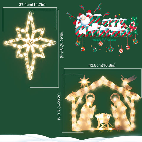 Xmasnova Nativity panel illuminated displaying stable scene and warmth