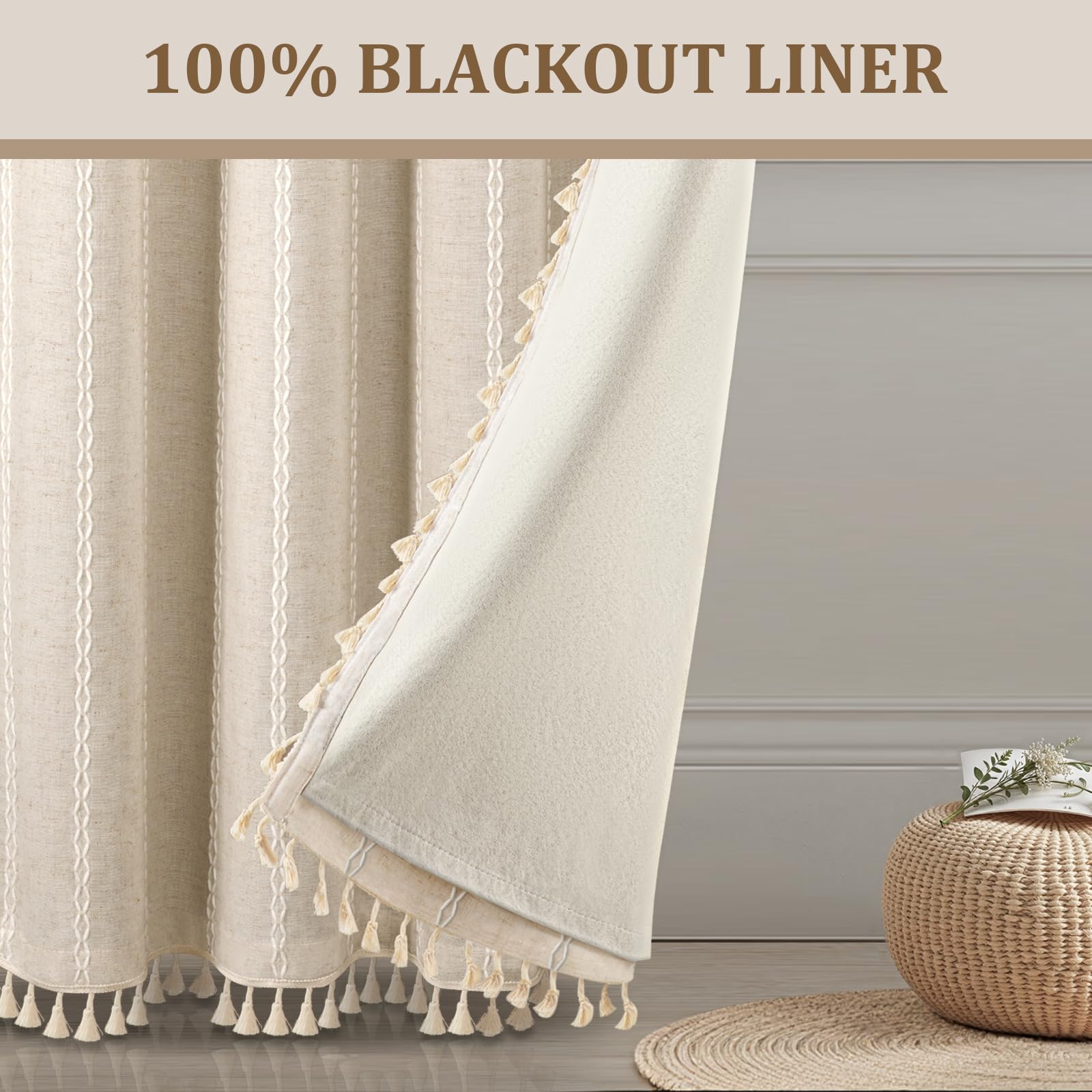 XOGUIBO blackout backlining close-up showing light-blocking and insulating layer