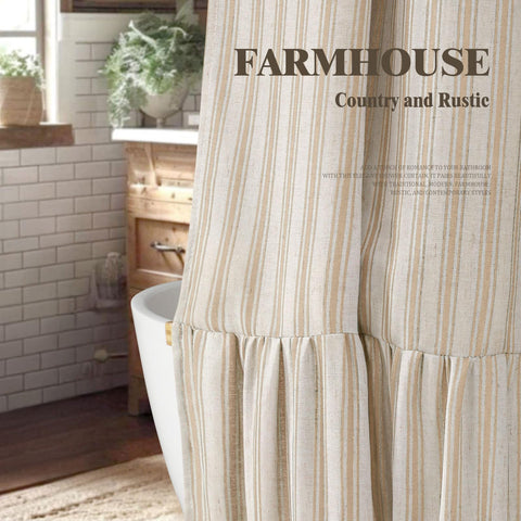 XOGUIBO close-up of linen-blend texture and ruffle hem highlighting softness