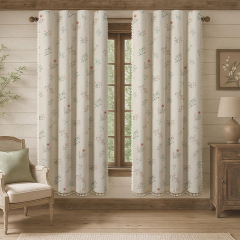 XOGUIBO front view of floral blackout panels showing full coverage and style benefit