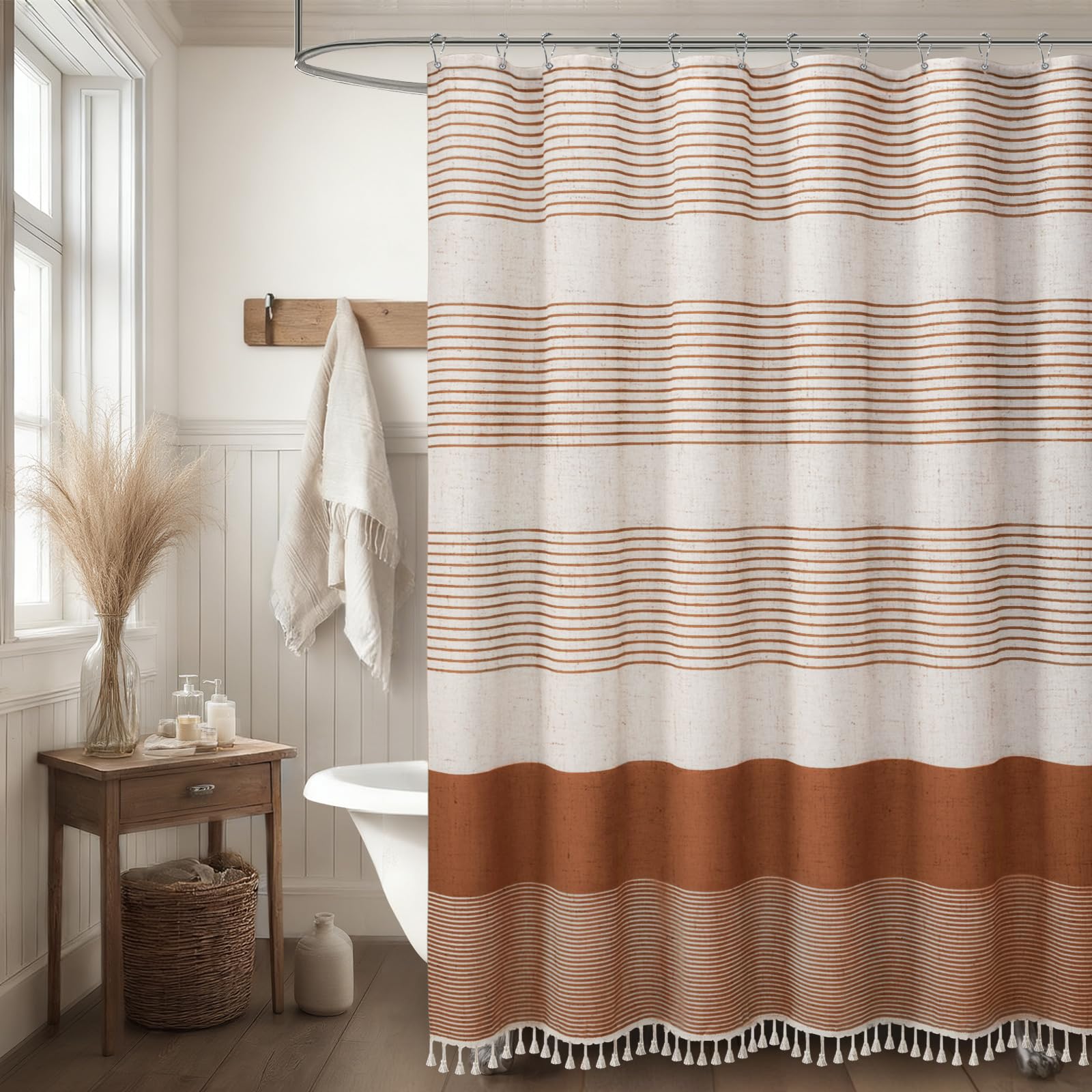XOGUIBO panel beside tub showing true 72x72 size and fit