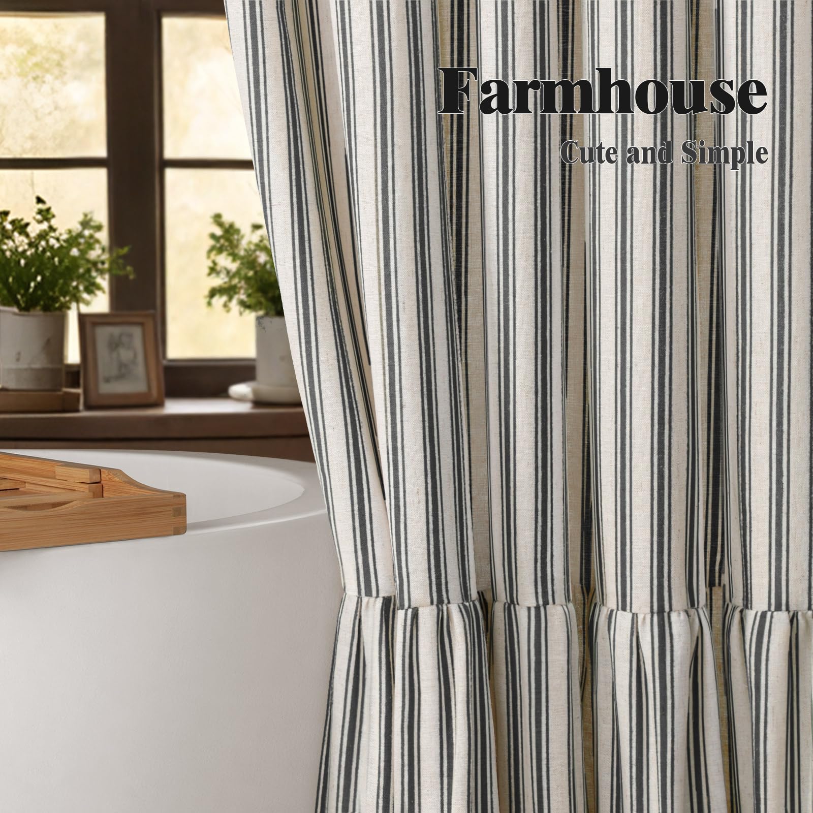 XOGUIBO draped beside bathtub illustrating 72 by 72 inch scale