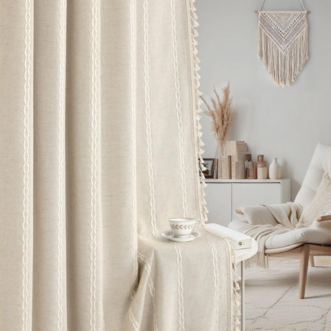 XOGUIBO fabric texture closeup showing linen-blend weave and soft drape