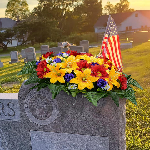 XONOR side profile showing sturdy wire saddle legs for secure headstone fit