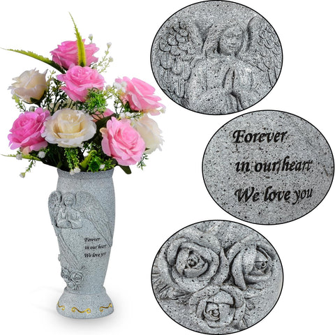 XONOR vase filled with artificial flowers, holds full bouquets for long-lasting remembrance