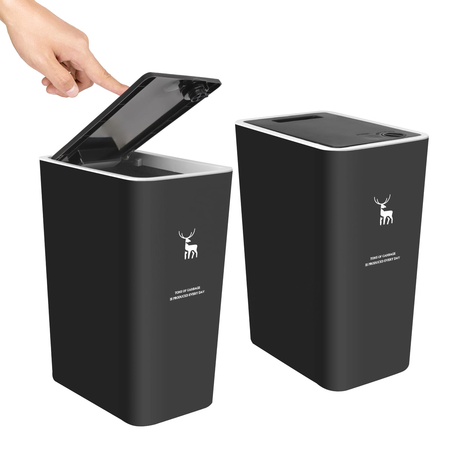 XPIY front view of both 4 gallon bins showing compact design and matching finish