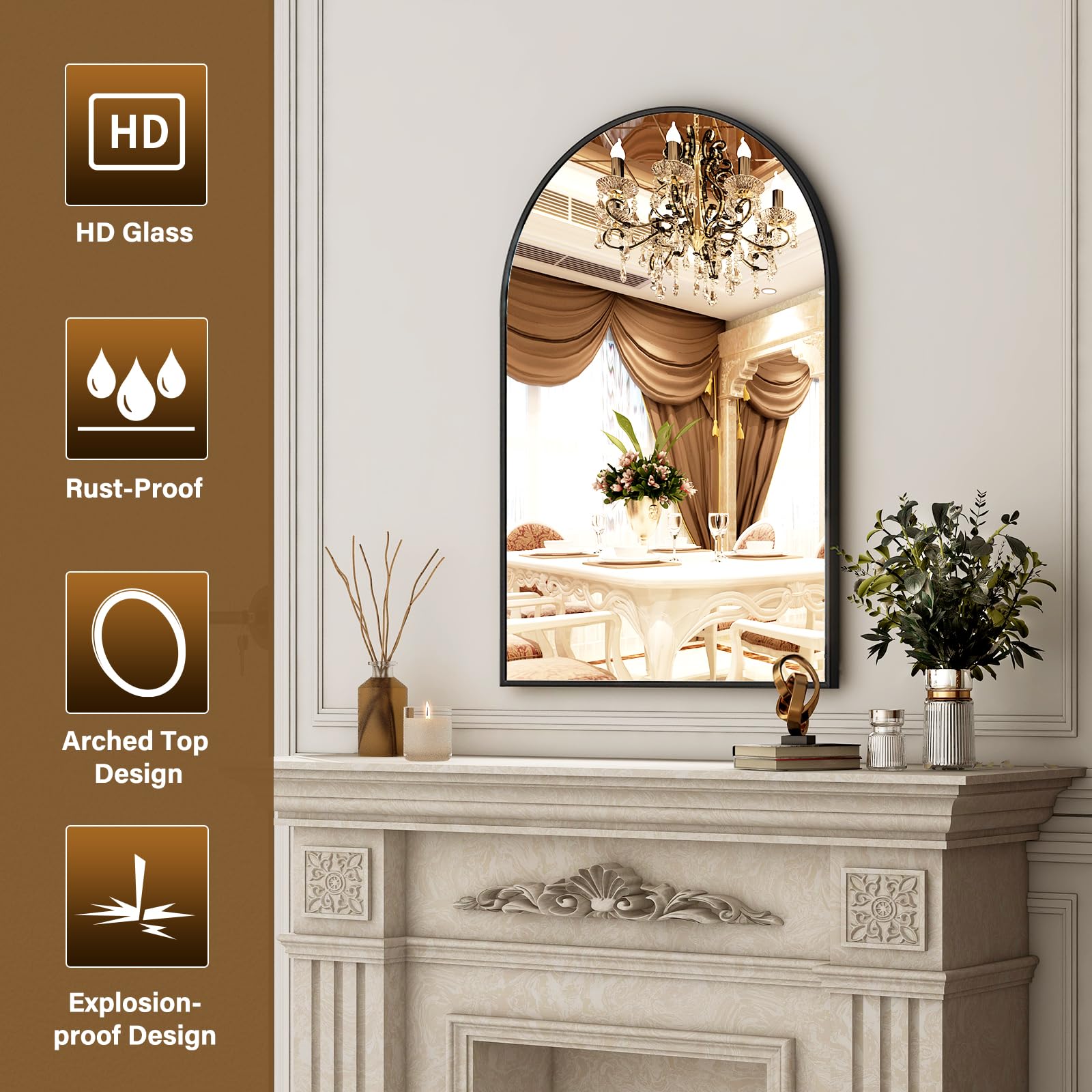 XRAMFY mirror mounted in bathroom adding space and brightening light