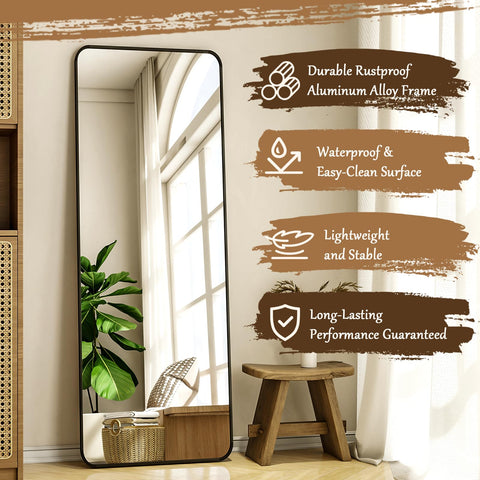 XRAMFY mirror mounted on bedroom wall brightening the room and saving space