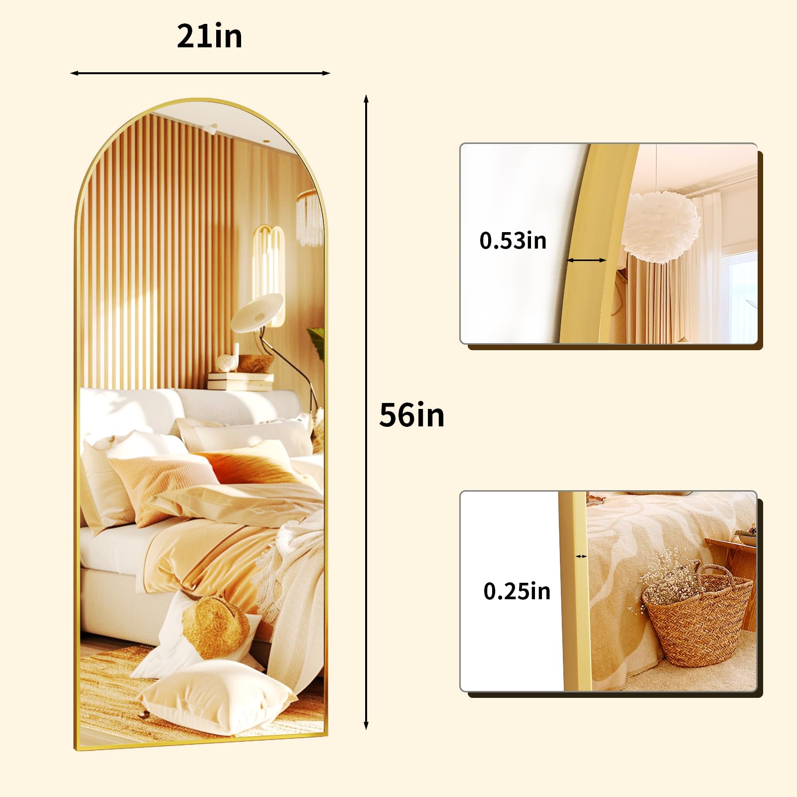 XRAMFY mirror next to doorway demonstrates scale and space-saving benefit