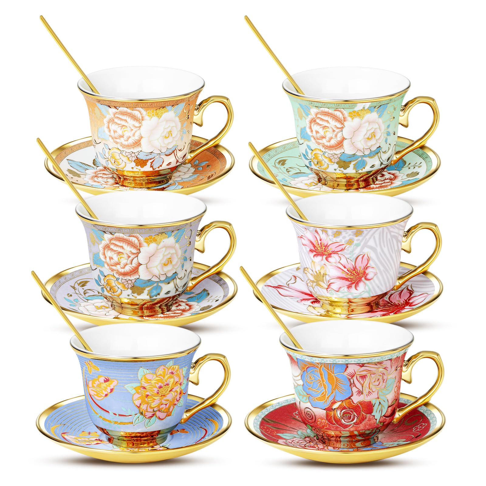XRBEOU front view of six-piece porcelain set, elegant serving