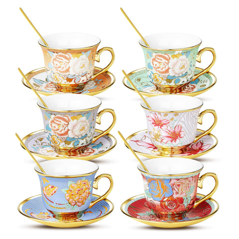 XRBEOU front view of six-piece porcelain set, elegant serving
