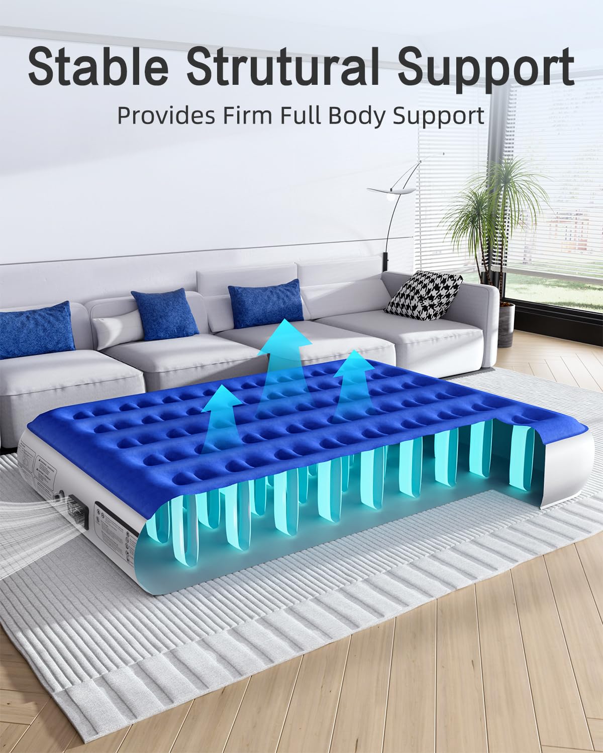 Xsleep size comparison in bedroom showing queen fit and space-saving setup benefit