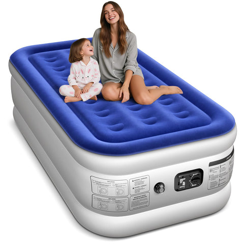 Xsleep twin front view showing full raised airbed and neat fit