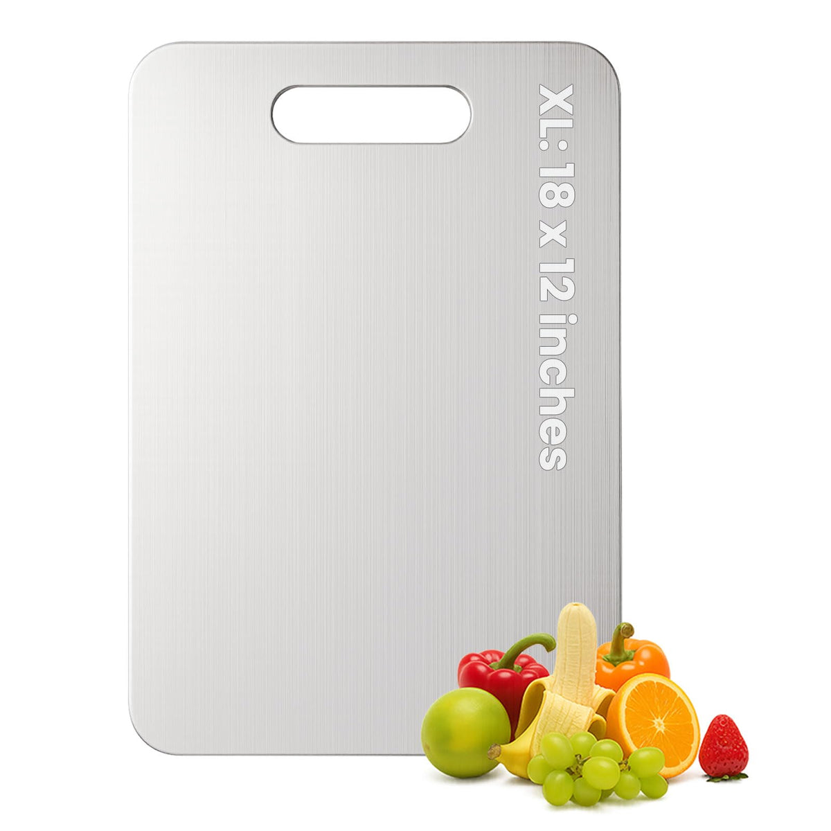 XTBSE titanium cutting board front view showcasing clean hygienic surface