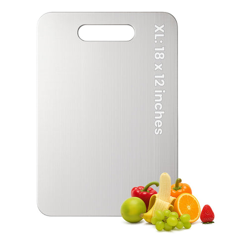 XTBSE titanium cutting board front view showcasing clean hygienic surface