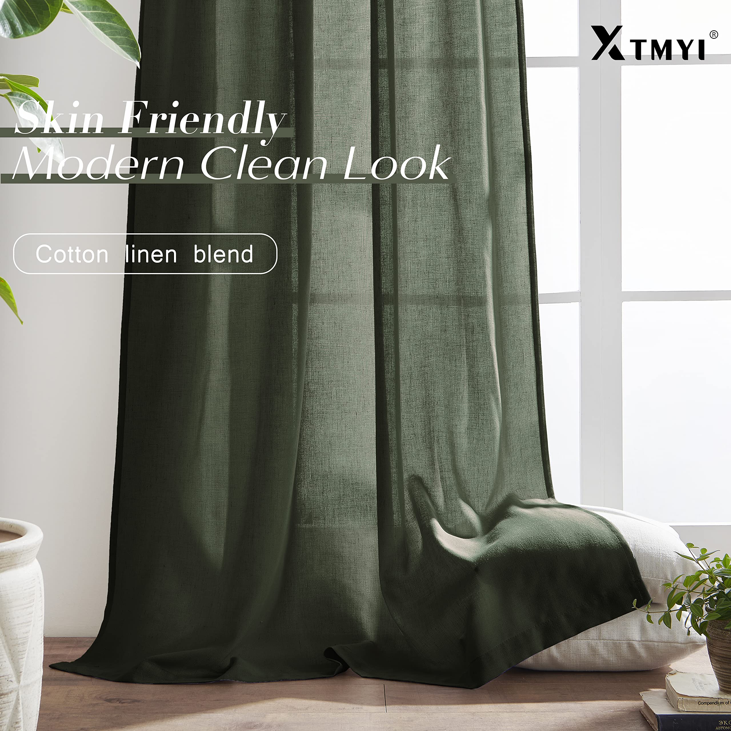 XTMYI back tab close-up hiding curtain rod for a clean top finish