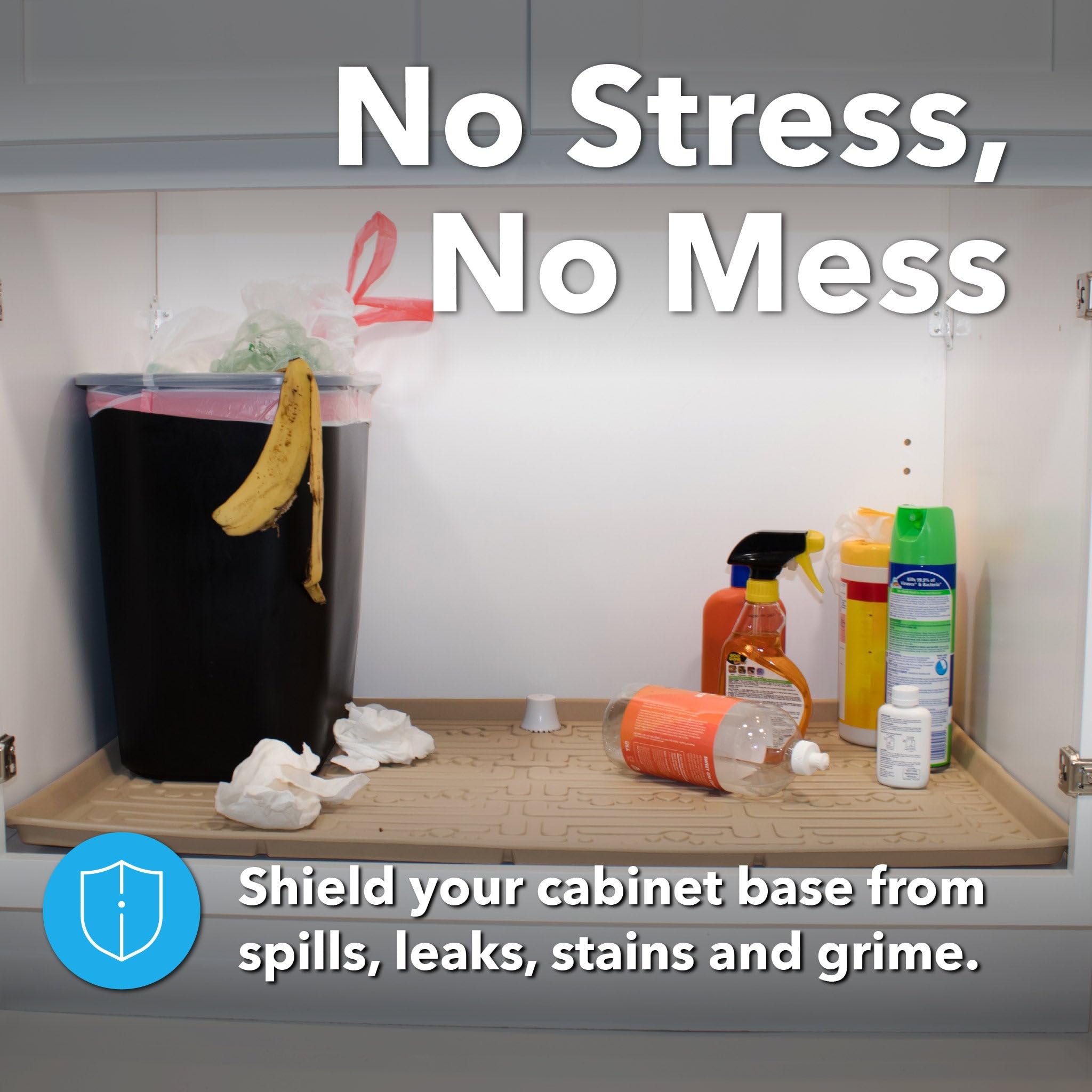 Xtreme Mats next to a cabinet for scale shows accurate sizing benefit