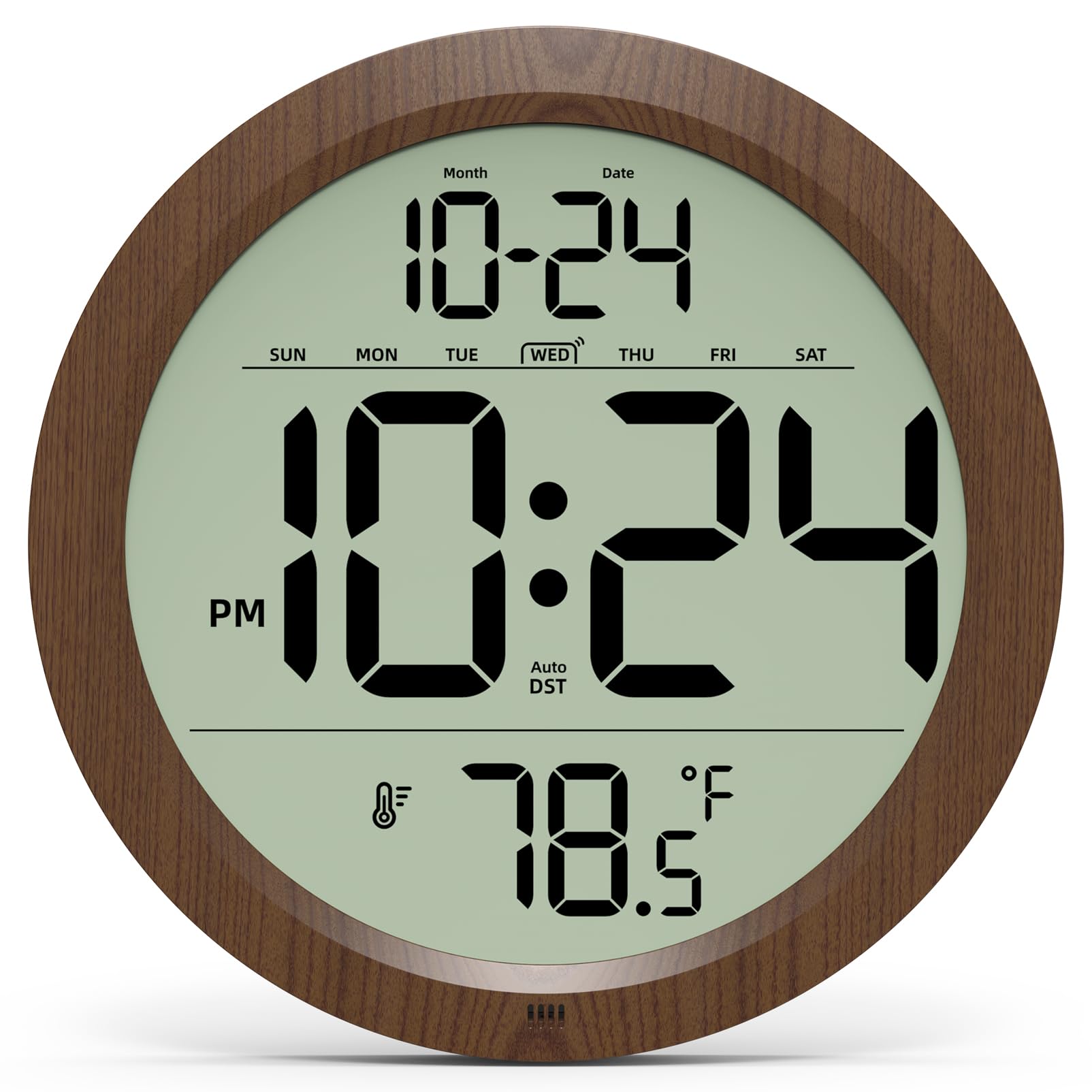 XUANZIT front display showing large digits and warm wood finish for easy reading