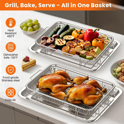 Xumilas drip tray capturing grease under basket for cleaner oven and easier cleanup