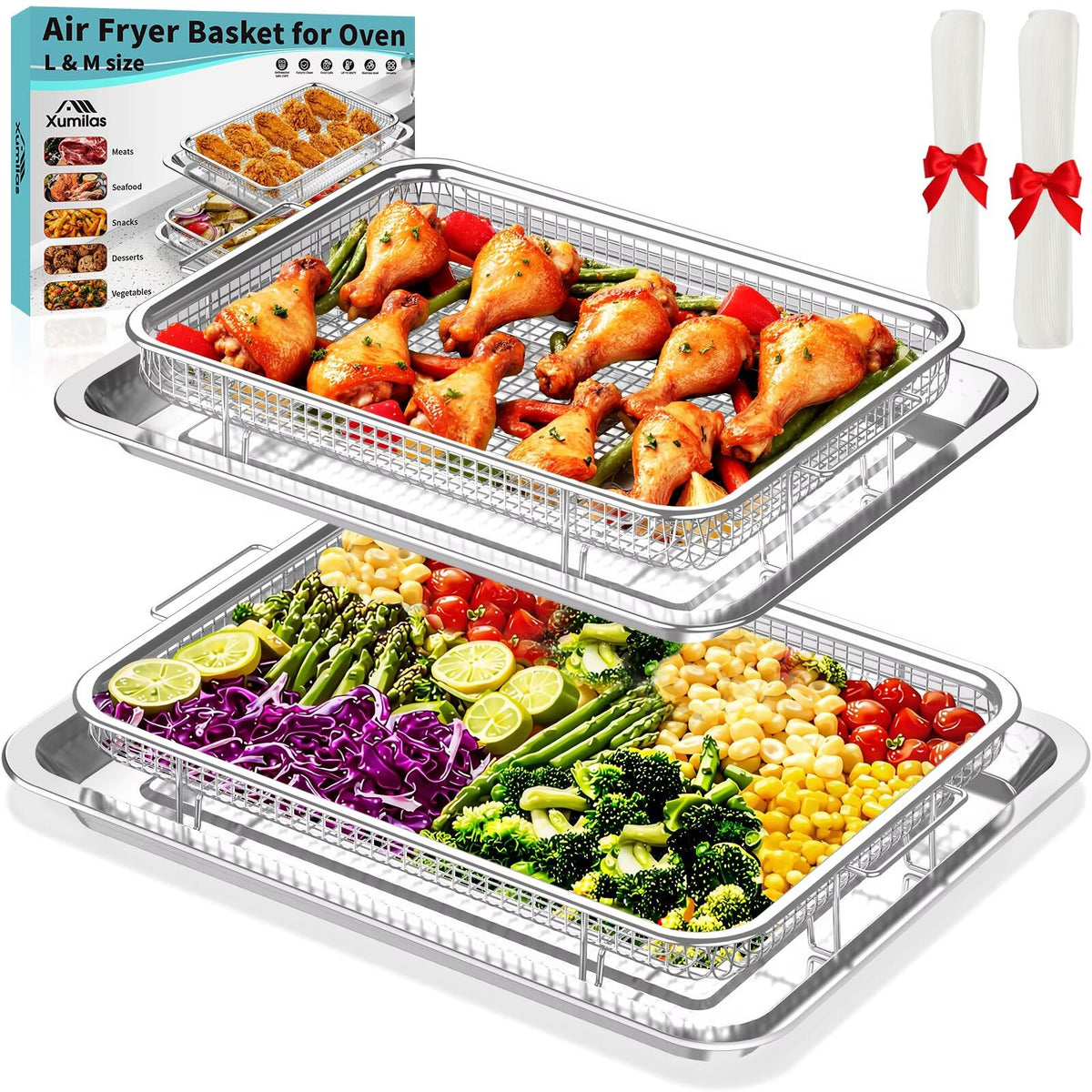 Xumilas front packaging with two baskets and trays showing full kit and easy setup