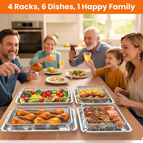 Xumilas large 15x11 stainless steel air fryer basket highlighting family-size capacity