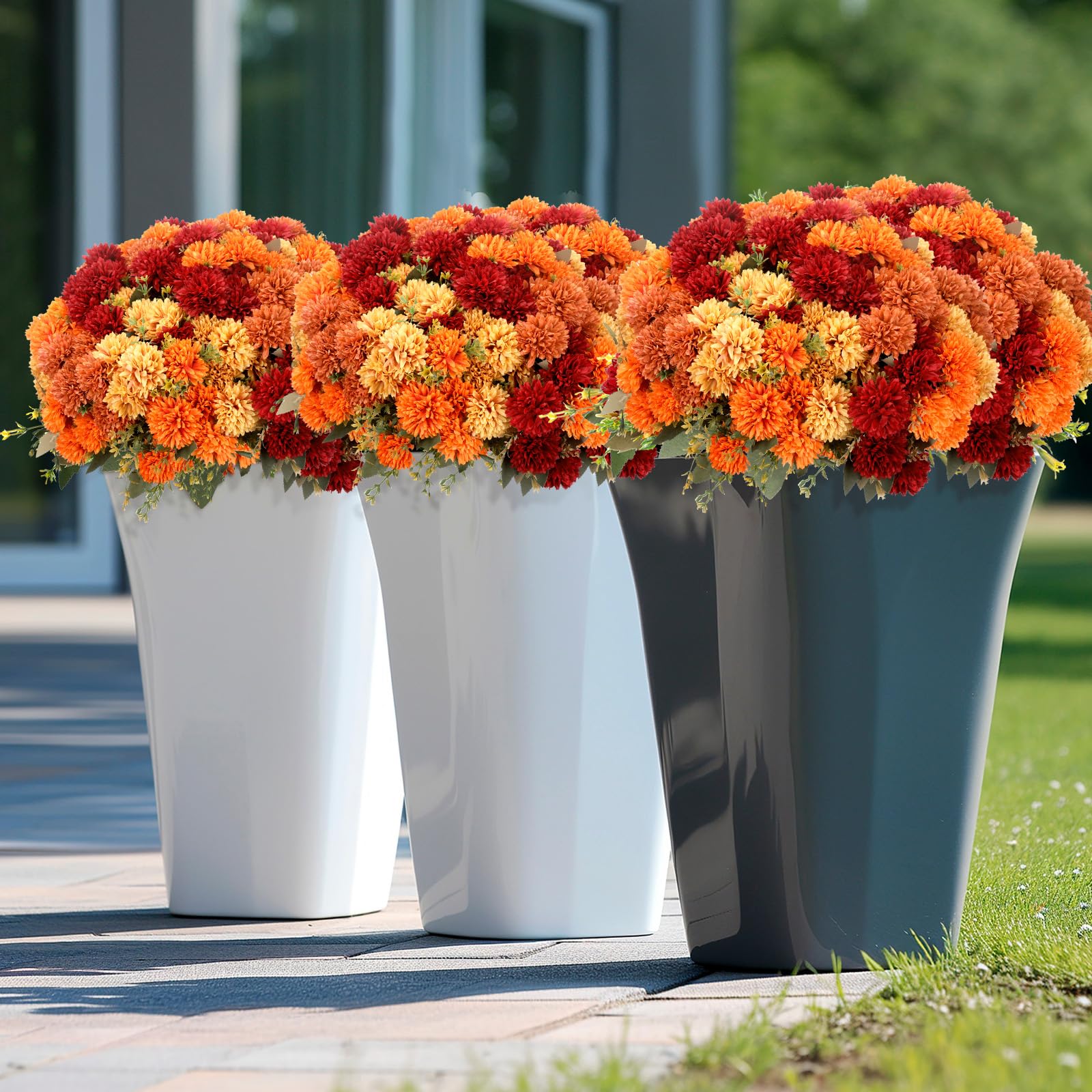 XunYee vase arrangement on mantel, adds warm fall color and ambiance