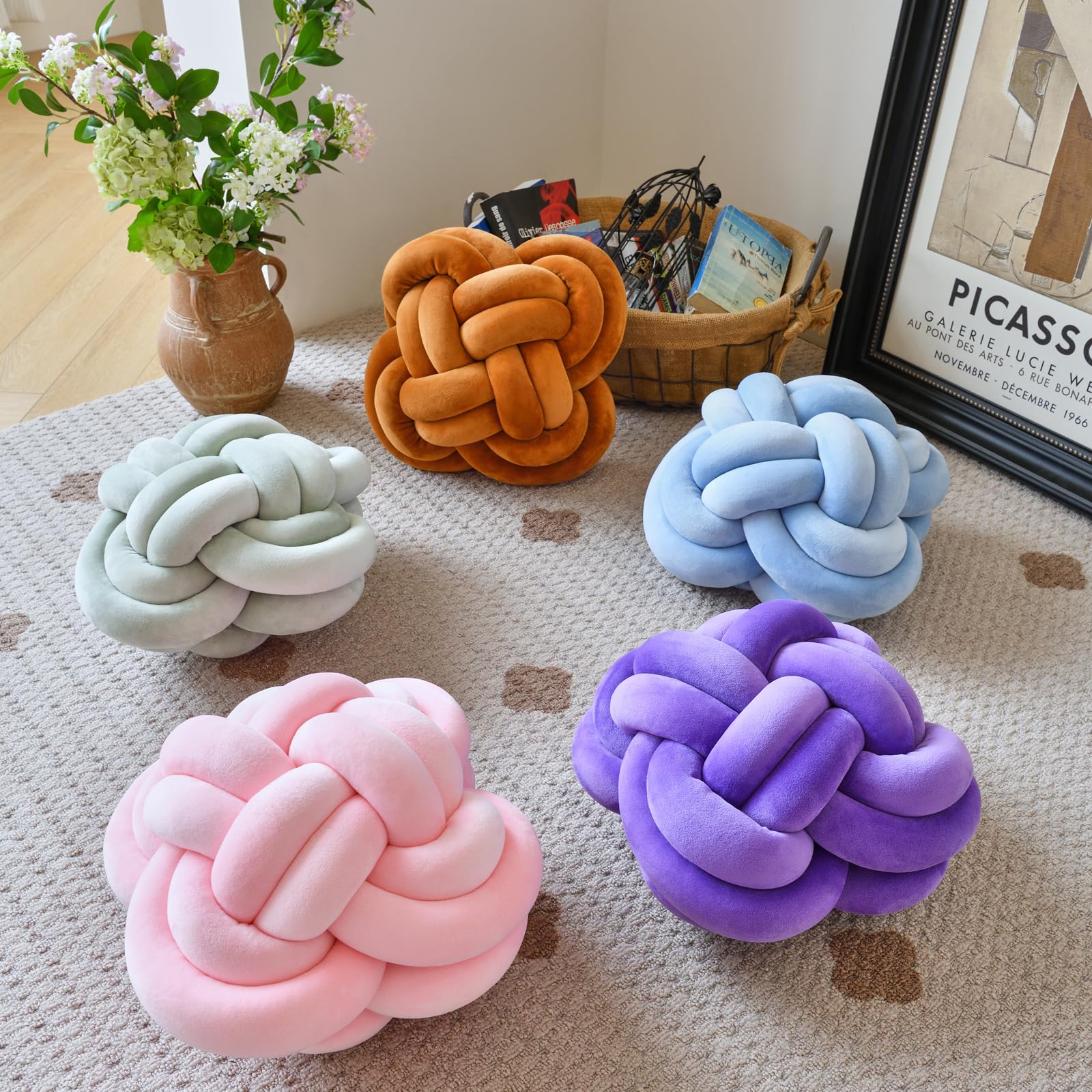 Xuyier pillow on sofa styling adds texture and a calming color accent
