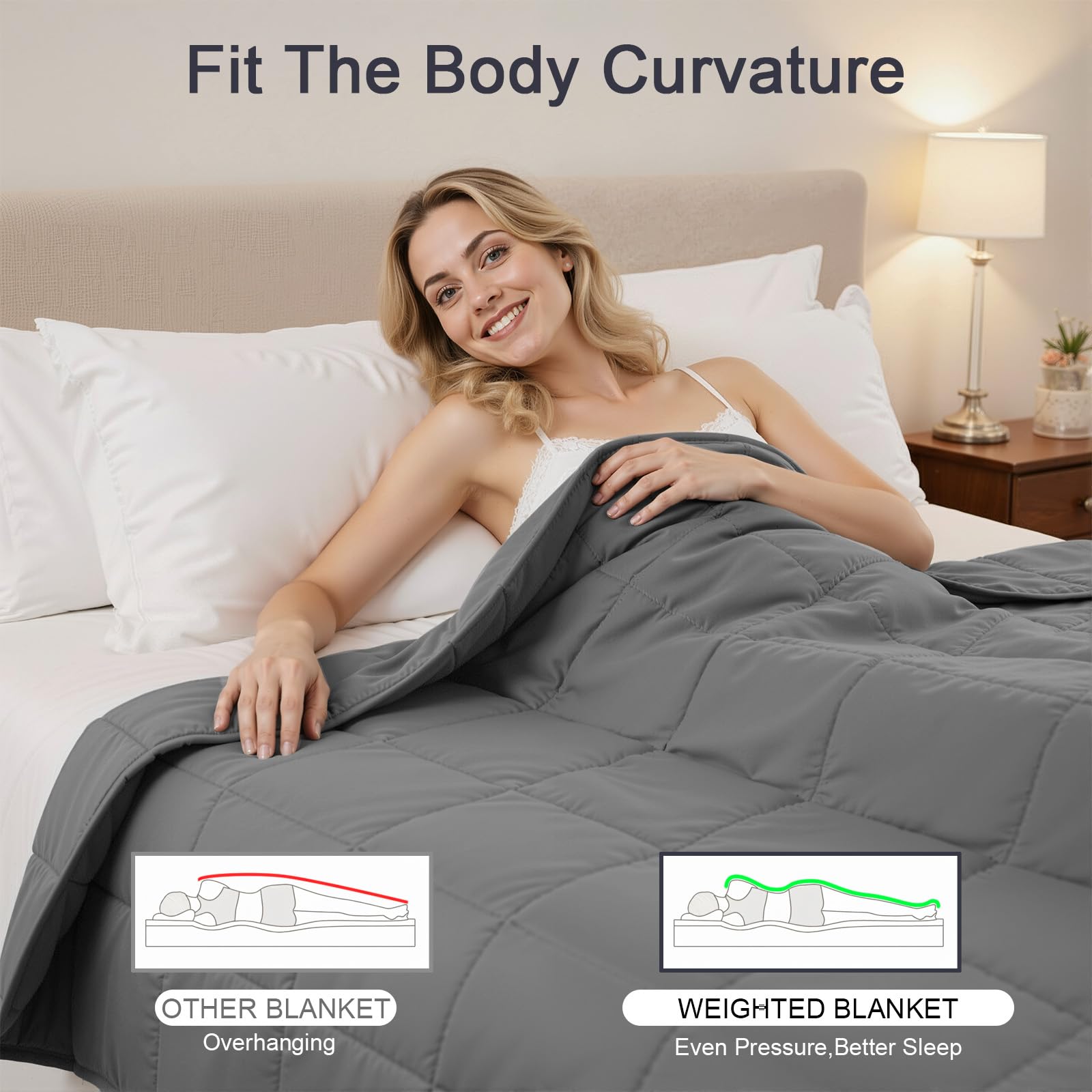 XVCAS in-bed lifestyle showing blanket in use for comfortable all-season sleep benefit